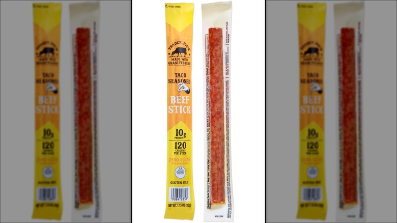 yellow and orange wrapped beef stick