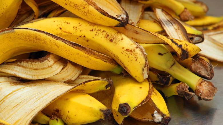 A pile of banana peels
