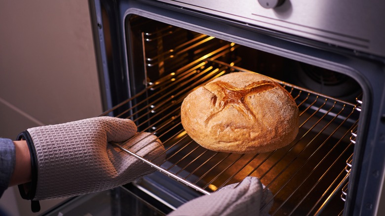 Baking bread in oven