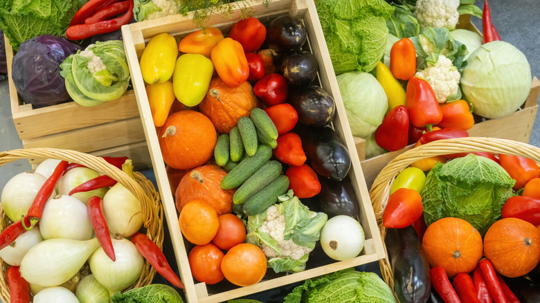 An assortment of raw vegetables