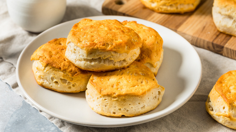 Homemade Southern Buttermilk Biscuits on a plate Ready to Eat
