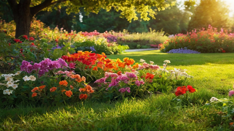 A garden of multicolored flowers