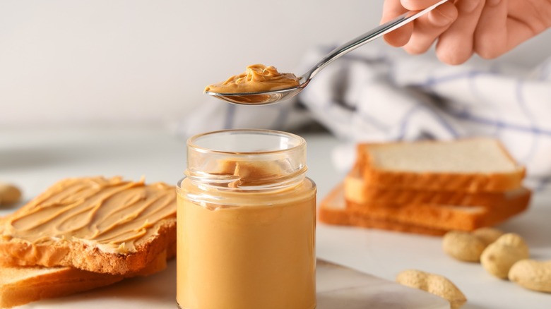 peanut butter on spoon