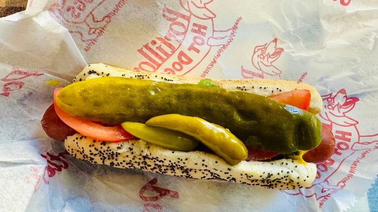 portillo's chicago hot dog on portillo's wrapper