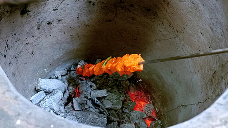 Paneer tikka in a tadnoor oven