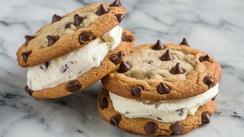 ice cream sandwiches with chocolate chip cookies