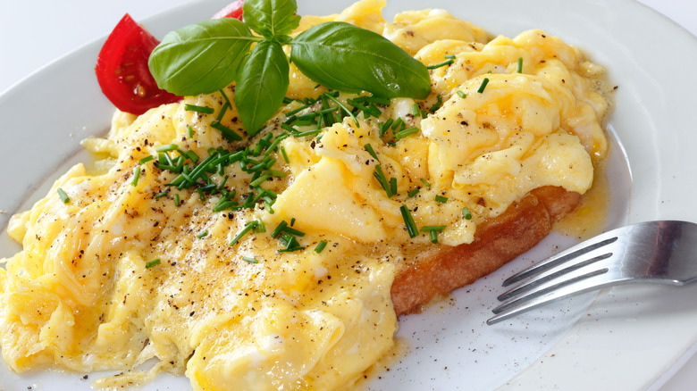 creamy scrambled eggs on toast 