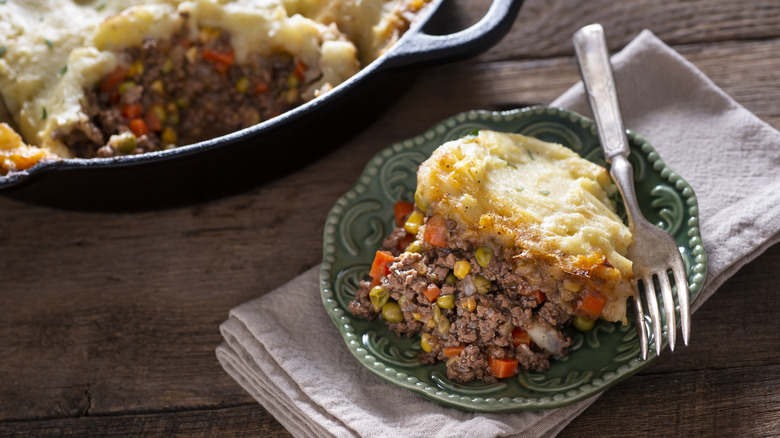 slice of shepherd's pie served on plate