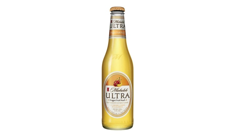 Michelob ULTRA dragon fruit peach bottle on white background