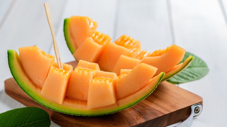 Ripe slices of cantaloupe