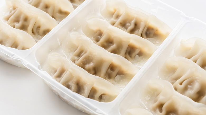 frozen dumplings in plastic package