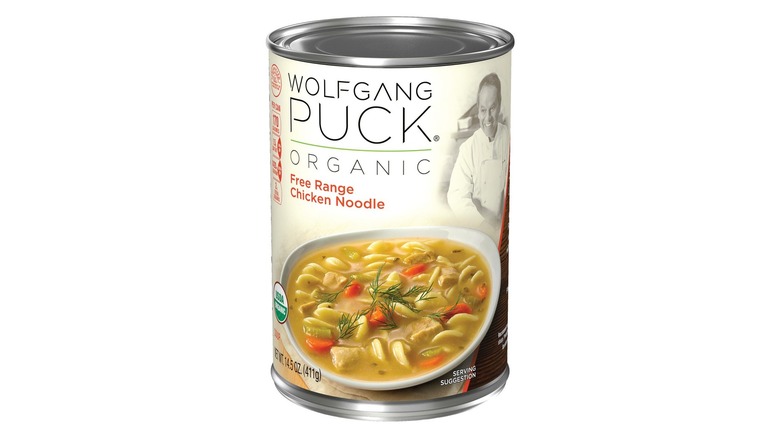 Can of Wolfgang Puck Organic Free Range Chicken Noodle Soup