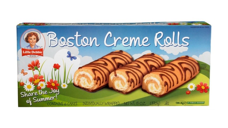 Little Debbie Boston Creme Rolls on a white background