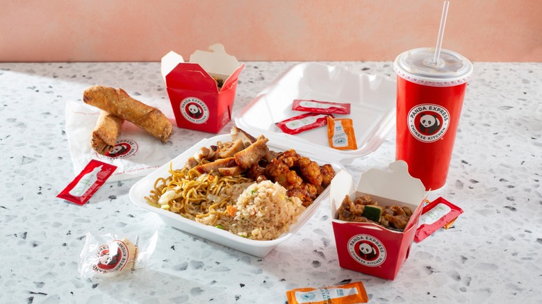 panda express meal with sides and drink