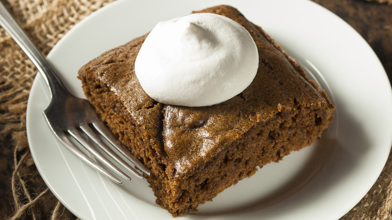 Ginger cake with a dollop of cream