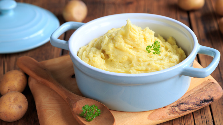 bowl filled with mashed potatoes