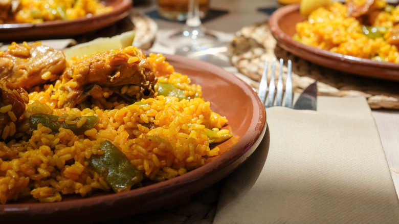 Traditional Spanish dish paella Valenciana
