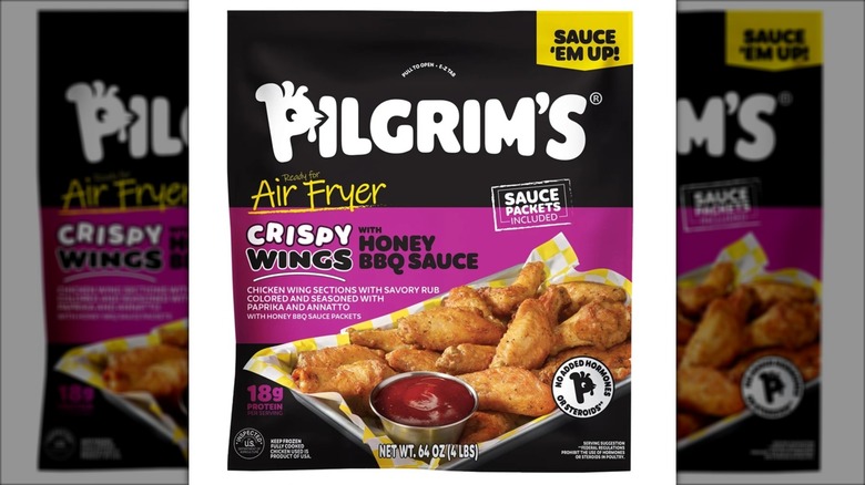 pilgrim's crispy wings in black and purple package
