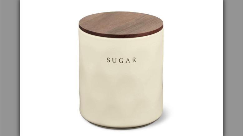 A Crofton stoneware canister with "Sugar" on it from Aldi