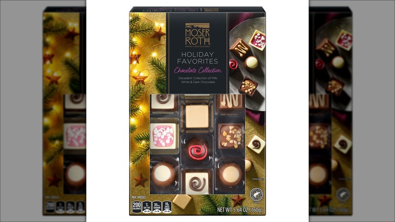 A box of assorted holiday desserts from Moser Roth
