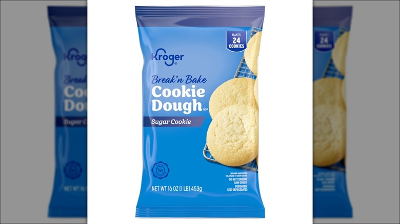 refrigerated cookie dough in blue wrapper