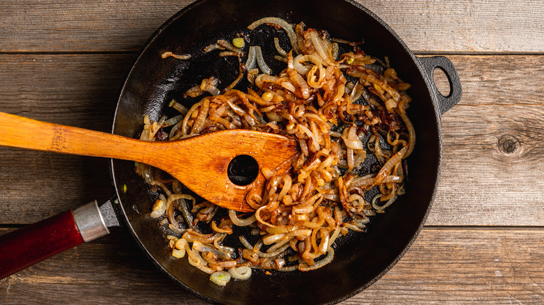 caramelized onions in skillet