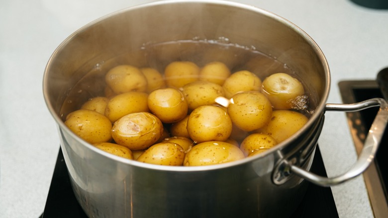 potatoes in a pot of water