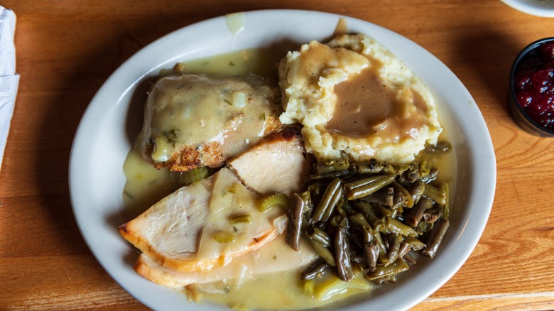 cracker barrel turkey dinner on table