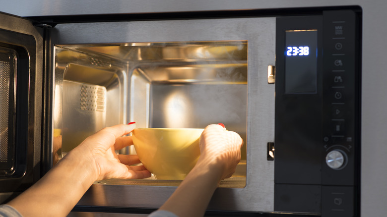 putting bowl in microwave