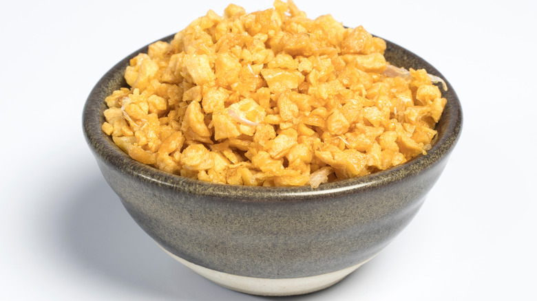 bowl filled with minced garlic