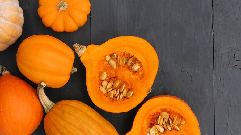 Pumpkins and red kuri squash