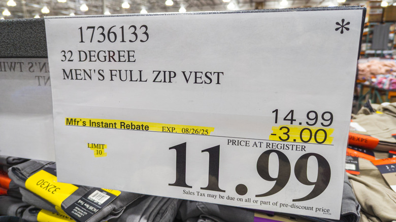 A Costco price label with a "Death Star" asterisk