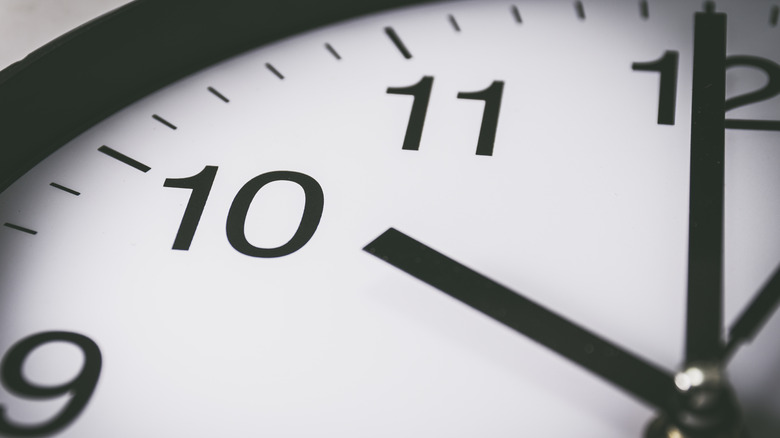 Close up of clock at at 10 o'clock