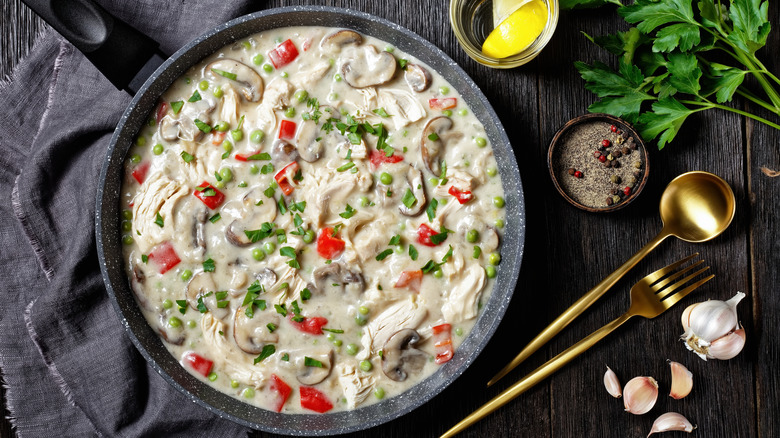 bowl of chicken a la king.