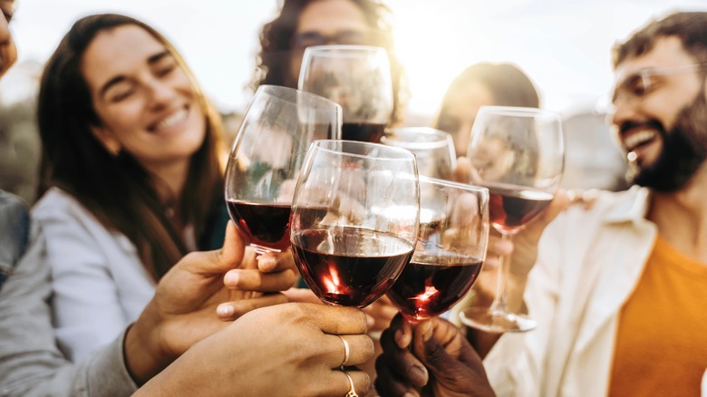 Friends wine tasting together