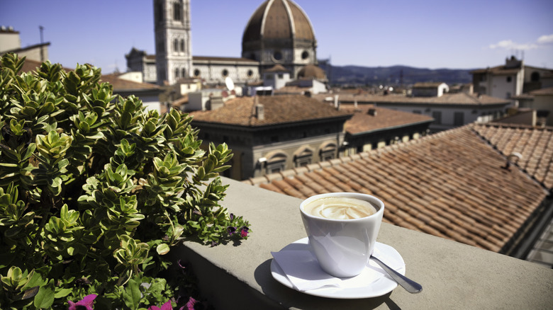 coffee on balcony overlooking Florence