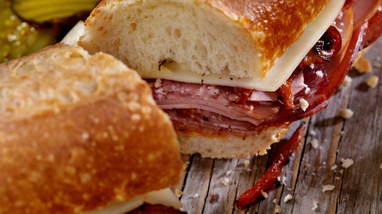 italian sub with meats and cheeses
