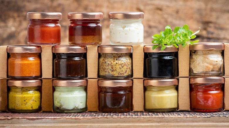 Sauces in small jars