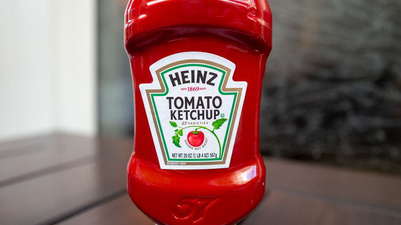 Close-up of a Heinz tomato ketchup bottle