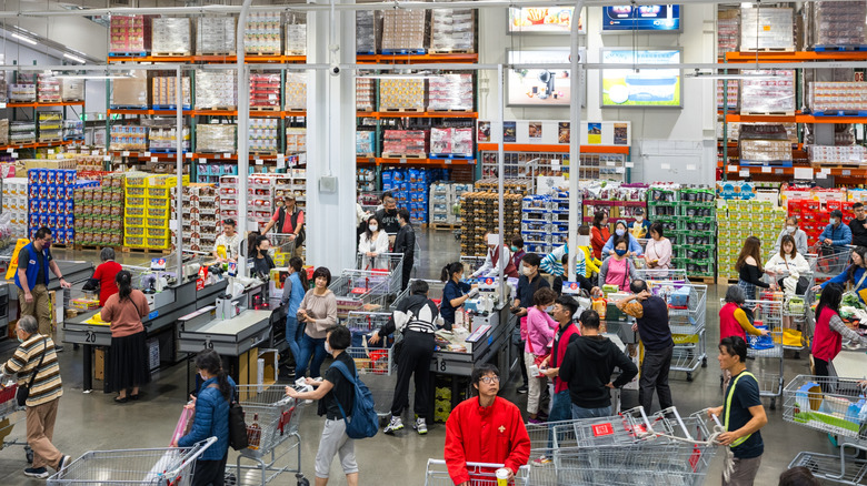 shoppers crowd a taiwan costco store