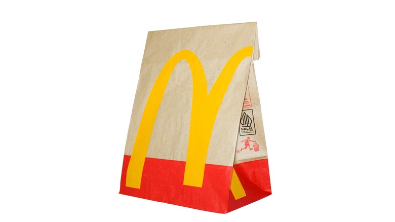 McDonald's brown paper bag isolated on white background
