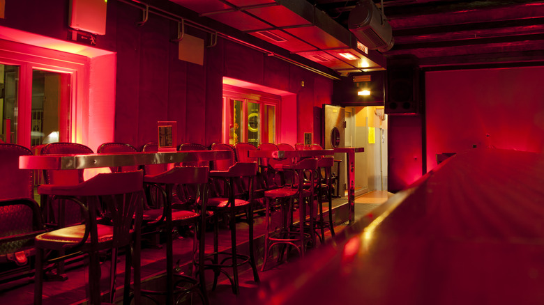 Restaurant with red lighting