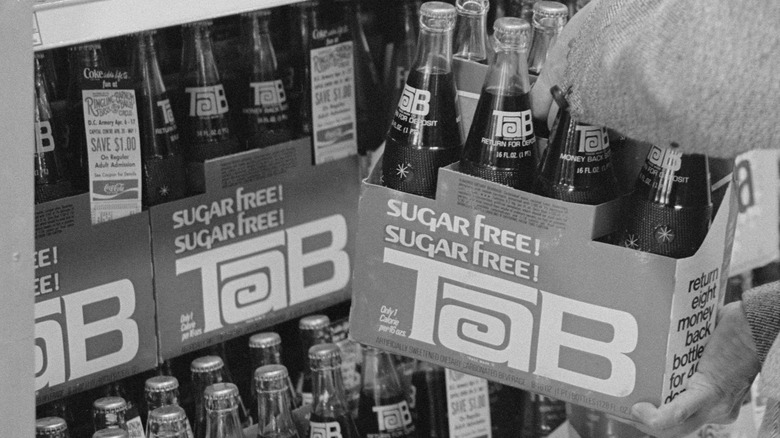 Stacked cans of TaB Soda