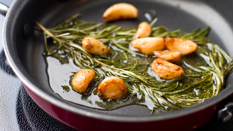 Garlic and rosemary in oil