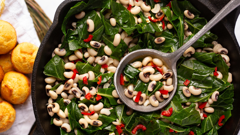 black eyed peas and collard greens