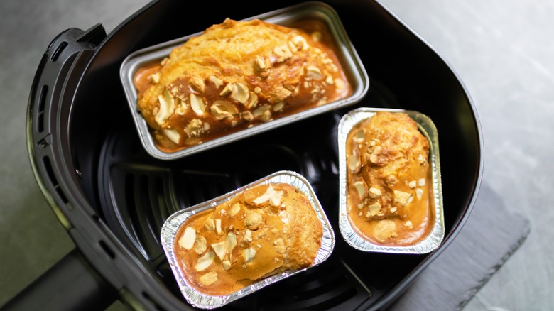 Small cake in air fryer basket