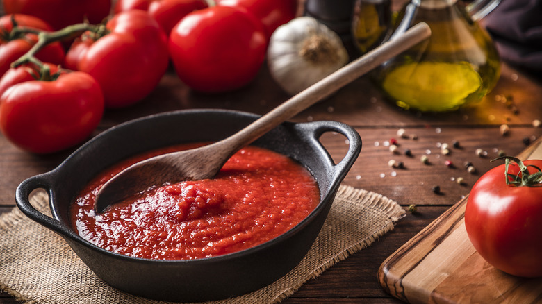 Fresh tomato sauce with spices and ingredients