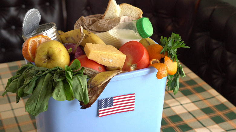 Food waste in a trash can
