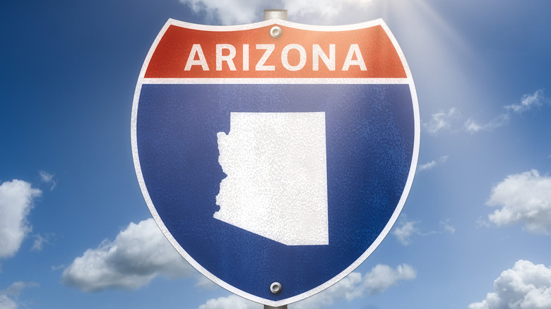 A road sign for Arizona