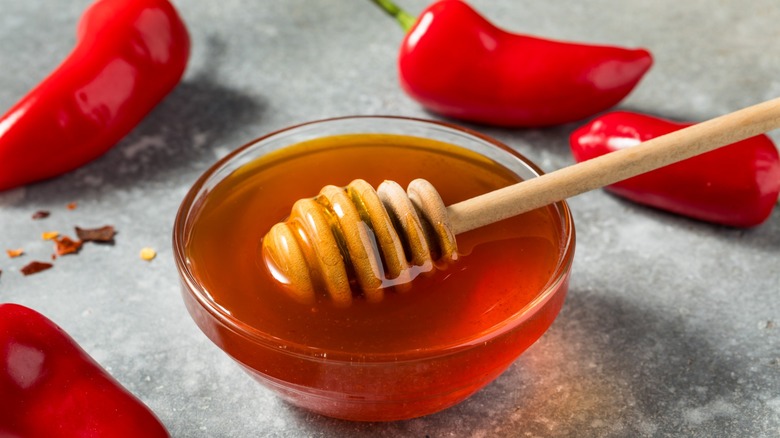hot honey in glass bowl